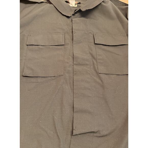 TRU-SPEC Black Tactical Ripstop Shirt XXL Regular Long Sleeve Button Front - Picture 3 of 11